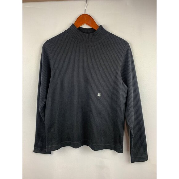 Classic Elements Petite Ribbed Long Sleeve Top - Gray - Size M - Picture 1 of 5